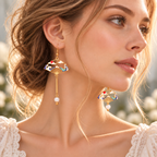 Modèle asymétrique de boucles éventail à vagues bleues porté